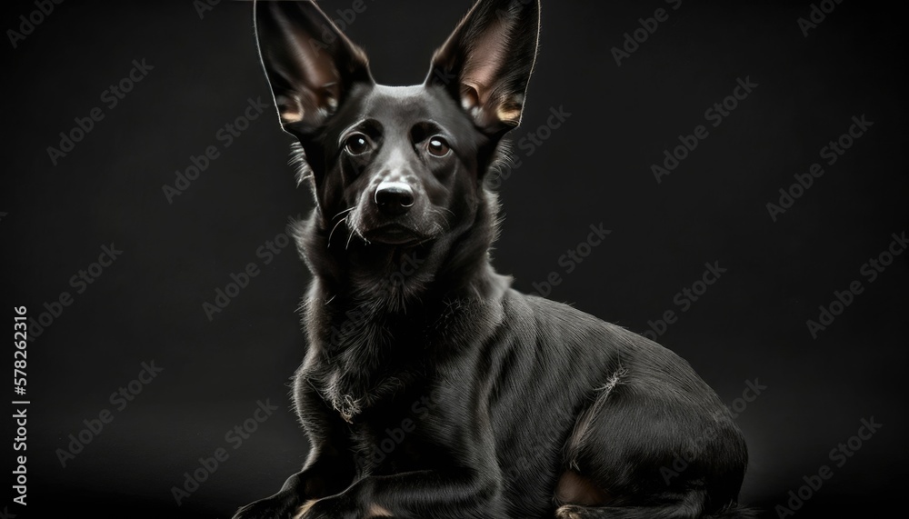 portrait of a black dog generative AI