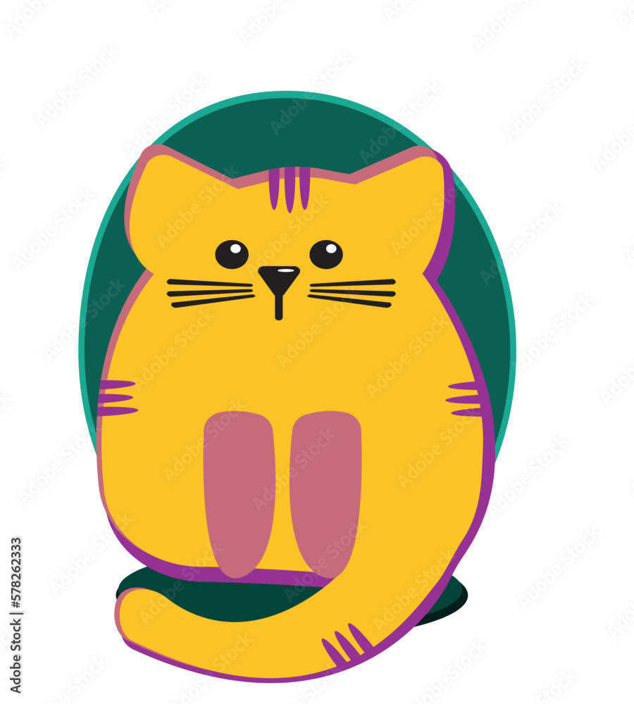 Fototapeta premium Red cartoon cat. Cute red cat. Cute ginger cat. Vector cartoon flat illustration. Funny playful kitten isolated on a white background. 