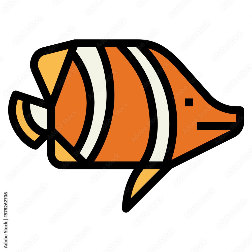 butterflyfish filled outline icon style butterflyfish filled outline icon style