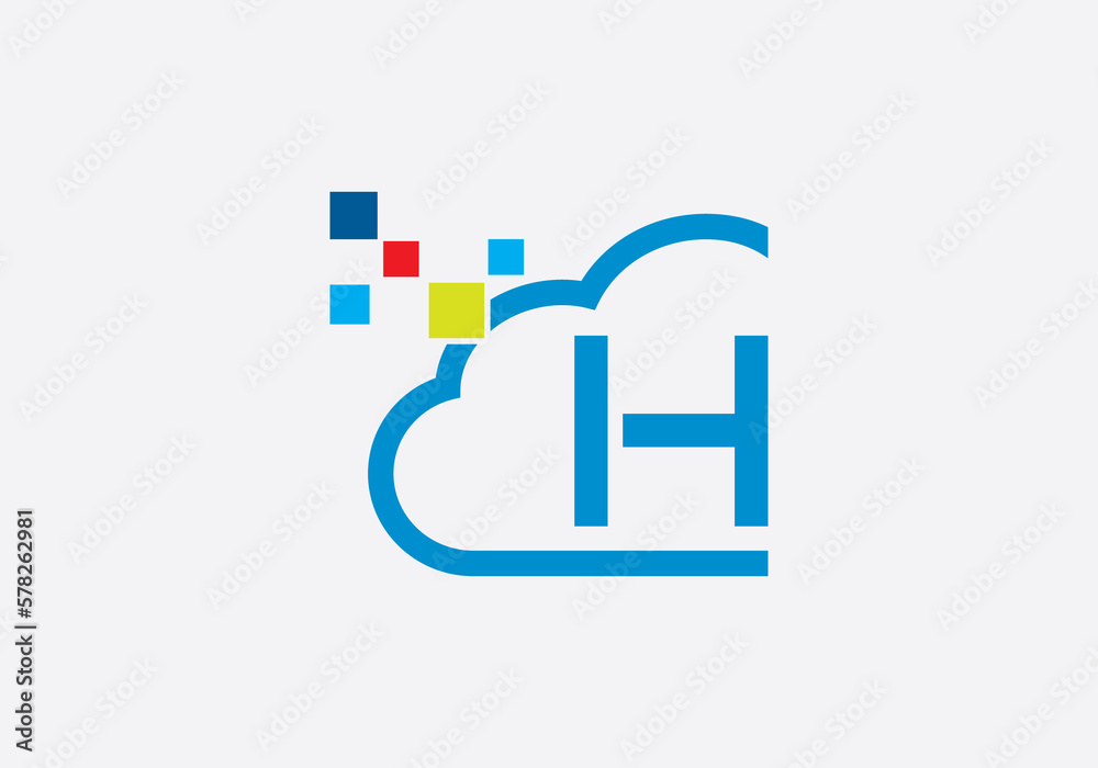 Fototapeta premium Cloud technology logo and Cloud Tech monogram Template and science and technology logo with letters
