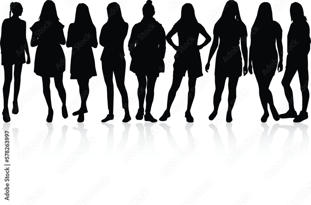 	
Women silhouettes on a white background.	

