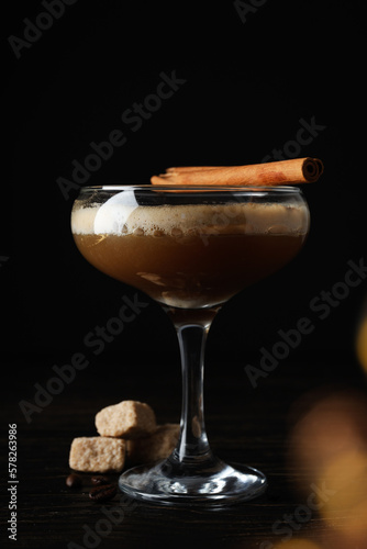 Espresso martini cocktail, delicious alcohol drink, dessert cocktail