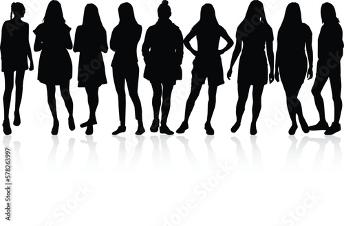  Women silhouettes on a white background.