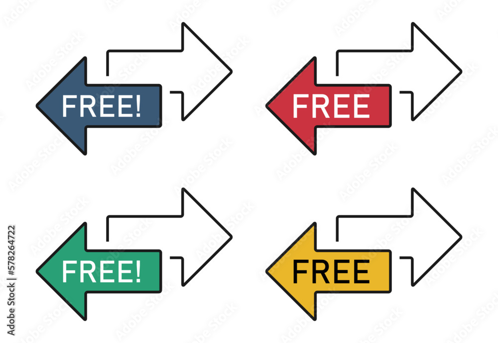Set of Free web button sign, promotion design label icon, gratis business vector illustration Set of Free web button sign, promotion design label icon, gratis business vector illustration
