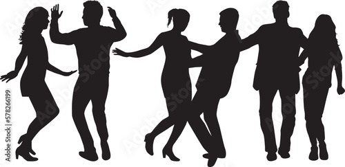 Dancing people silhouettes. Conceptual illustration	