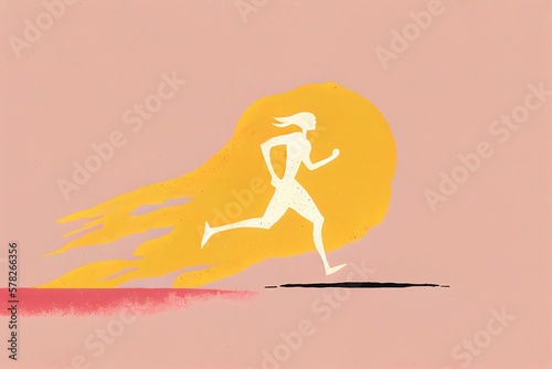 Silhouette of a Person Running  Yellow and Pink     Generative AI