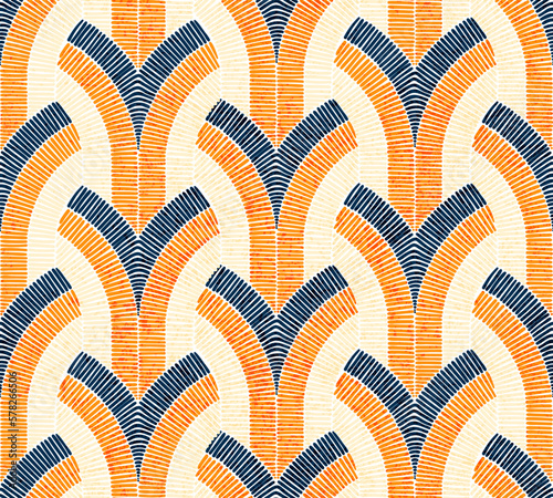 Abstract geometric pattern. Bohemian print in embroidered style. Vector illustration.