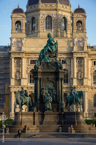 Monument with statues in front of the Kunsthistorisches Museum in Vienna, Austria