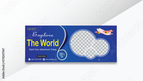Travel agency Facebook cover or social media tour vacations, Facebook cover page design. social media posts.