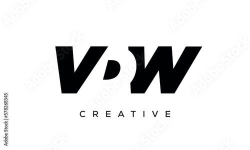 VDW letters negative space logo design. creative typography monogram vector