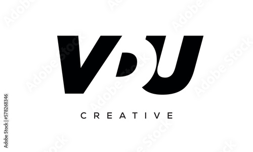 VDU letters negative space logo design. creative typography monogram vector