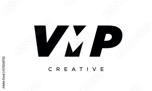 VMP letters negative space logo design. creative typography monogram vector
