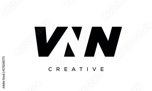 VNN letters negative space logo design. creative typography monogram vector