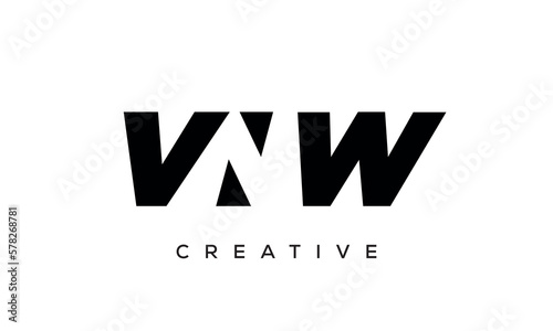 VNW letters negative space logo design. creative typography monogram vector photo