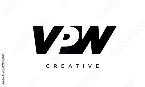 VPW letters negative space logo design. creative typography monogram vector