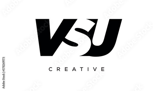 VSU letters negative space logo design. creative typography monogram vector