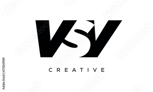 VSV letters negative space logo design. creative typography monogram vector