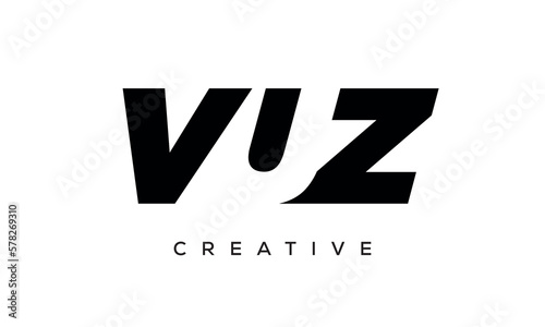 VUZ letters negative space logo design. creative typography monogram vector