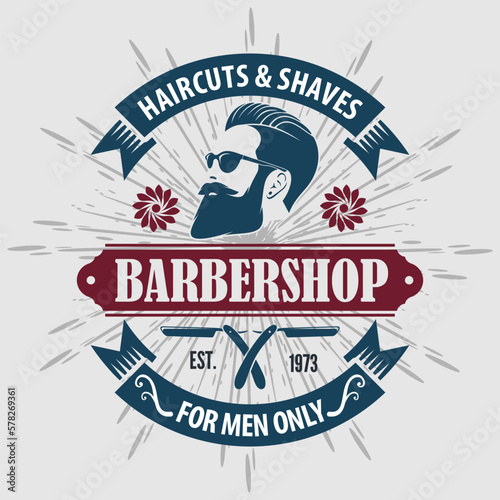 Fotografi Barbershop poster, banner template with Bearded men