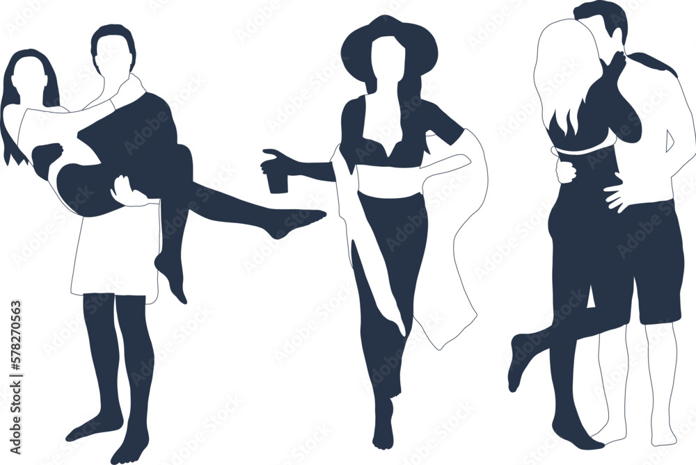Silhouettes of people in silhouettes of a couple Silhouettes of people in silhouettes of a couple