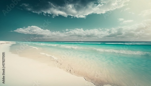 Relaxing Summer Beach Scene with Calm Sea  generative ai