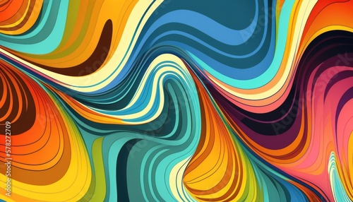 Seamless colorful abstract background wave pattern texture created with generative AI technology