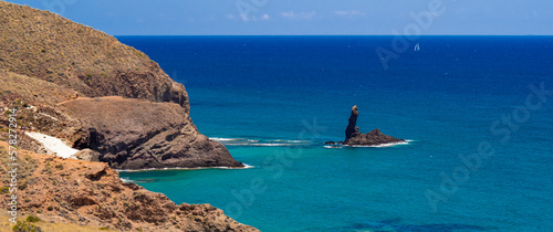 Finger of God, Finger of Neptuno, Cabo de Gata-Níjar Natural Park, UNESCO Biosphere Reserve, Hot Desert Climate Region, Almería, Andalucía, Spain, Europe