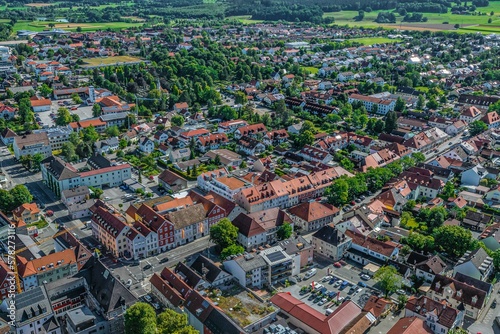 Weilheim im oberbayerischen Pfaffenwinkel, Obere Stadt und Rathaus im Luftbild