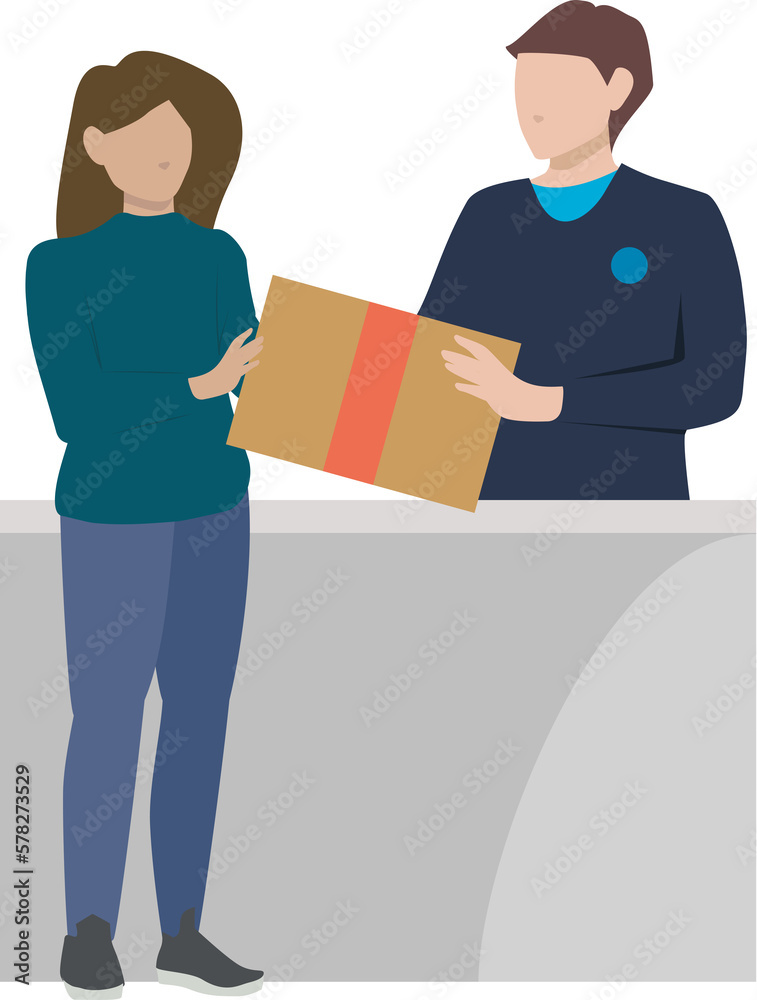 Obraz premium Person delivers a box with his product to a customer