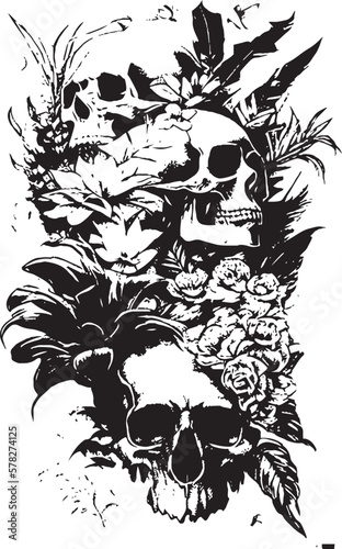 teschi multipli e fiori 01.