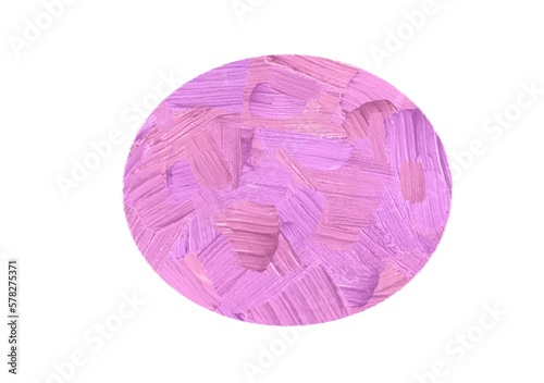 Abstract background from pink and lilac brush strokes in a shape of oval, isolated on white, digital illustration.