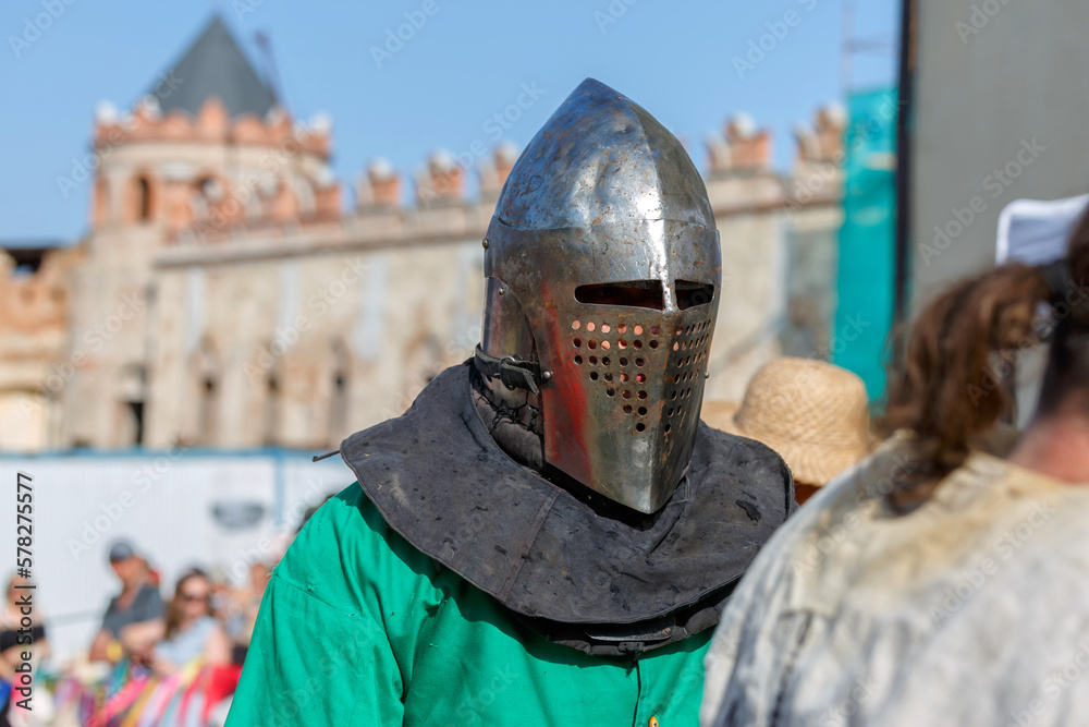 Historical restoration of knightly fights. Summer time medieval festival .Festival of medieval culture in the old fortress with knightly battles. Historical restoration of knightly fights. Summer time medieval festival .Festival of medieval culture in the old fortress with knightly battles.