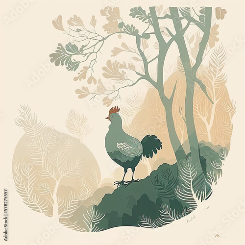 Wallpaper Mural The Grace of a Solitary Hen in the Morning. Generative AI. Torontodigital.ca