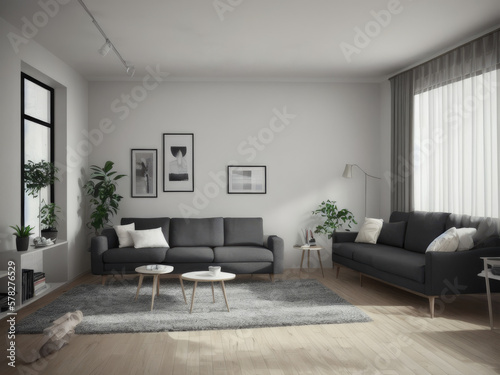 Interior design of modern living room generative AI © JodieWang