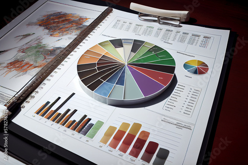 Business still-life with diagrams, charts and numbers.