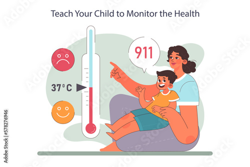 Positive parenting tips. Teach your child to monitor the healt. Mother