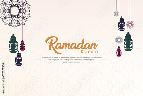 Islamic Ramadan soft color background with lantern ornament