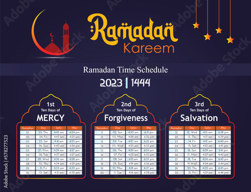 Gradient ramadan schedule calendar template design
