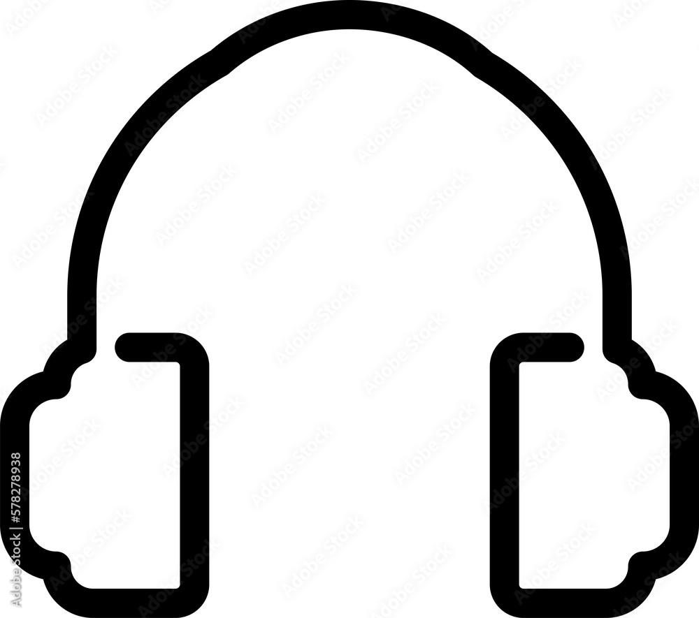 Headphone icon in png. Linear headset icon in black. Earphone symbol in