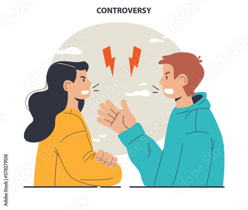 Controversy or disagreement concept. Troubled communication between