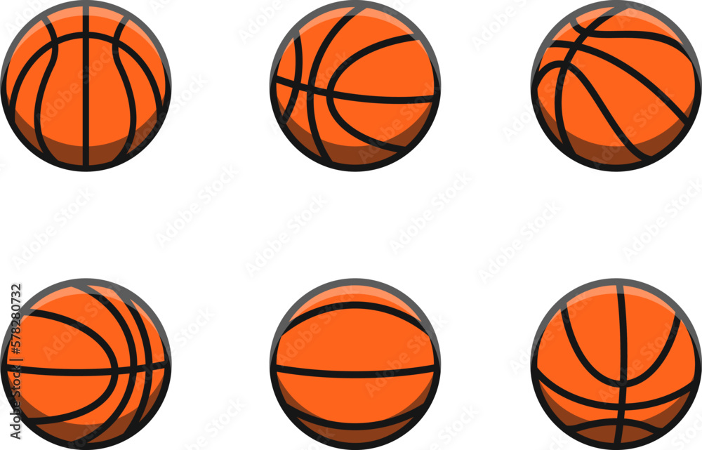Illustration vector graphic of basketball ball set with highlight and shadow. Perfect for sports