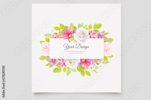 floral ornament wreath and background card