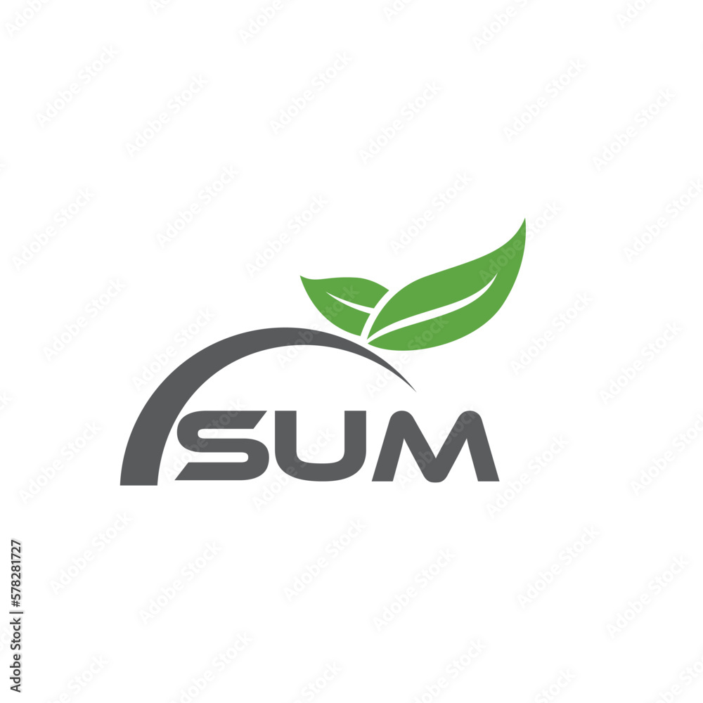 SUM letter nature logo design on white background. SUM creative initials letter leaf logo concept. SUM letter design.
