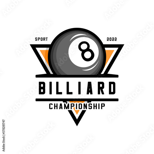 billiard, ball billiard on triagle logo illustration vector	