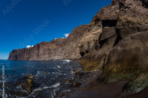 Beautiful landscape of the cliffs and mountains of Los Gigantes in the canary Islands during springtime