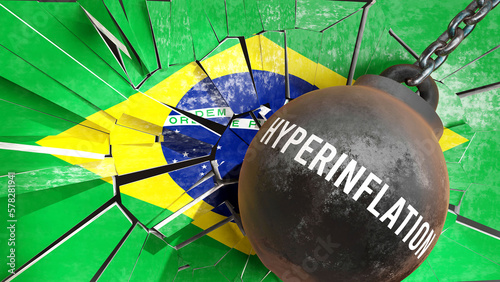 Tableau sur toile Brazil and Hyperinflation that destroys the country and wrecks the economy