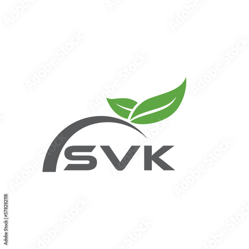 Fototapeta Naklejka Na Ścianę i Meble -  SVK letter nature logo design on black background. SVK creative initials letter leaf logo concept. SVK letter design.
