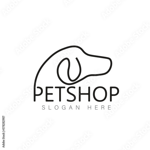 Vector image of an dog and cat design on white background. Petshop