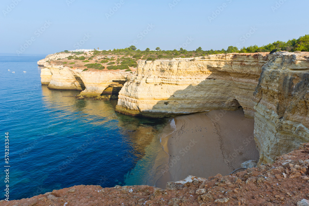 Secluded beach and rock formations, Algarve, Portugal