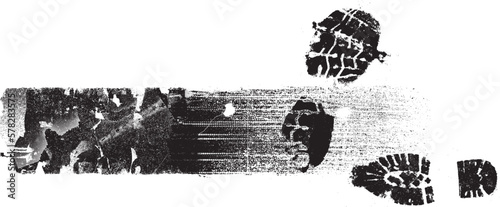 Vector Print Texture. footprints human shoes silhouette in snow . Design Element . Traces of Boot . Mud splash grunge texture
